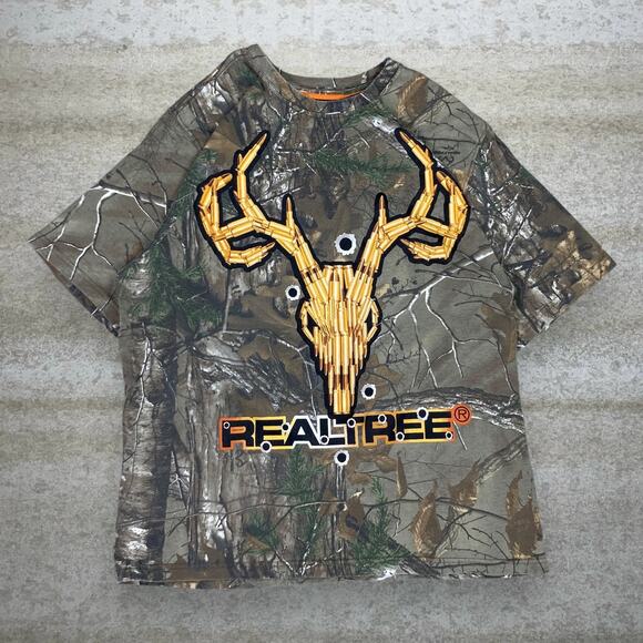 Vintage Realtree Hunting Camo Shirt Cotton Short Sleeve Woodland 90s - Picture 1 of 4
